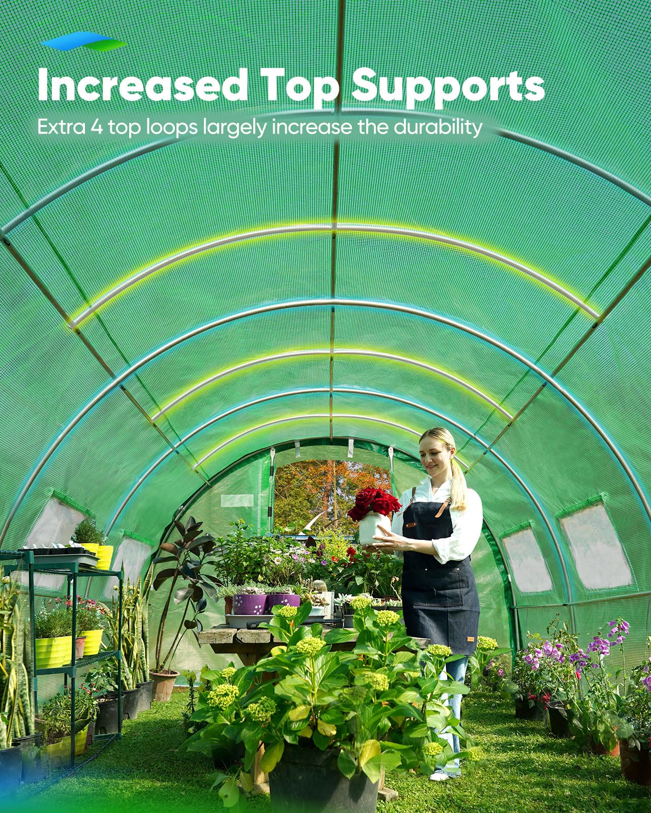 Quictent 20x10x6.6 FT Premium Greenhouse for Outdoors with 2 Door Frames, Reinforced Top Structure & Cover, Large Heavy Duty Walk-in Tunnel Hoop Green House for Garden Backyard Flower Winter, Green