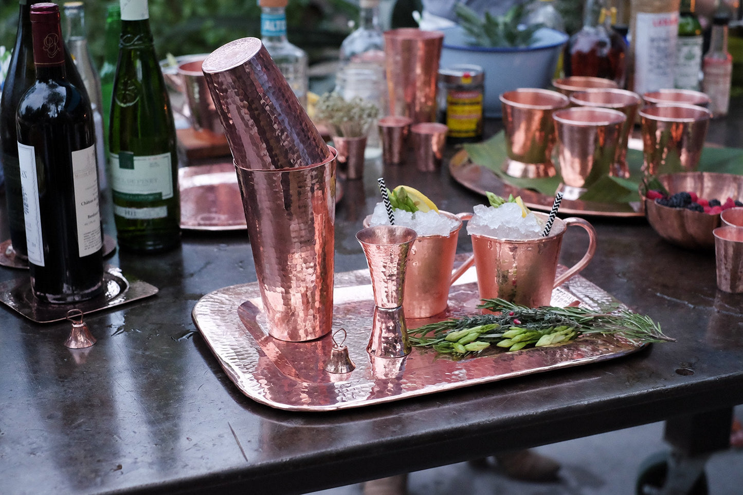 Sertodo Copper Boston Shaker Set | 16oz and 25oz Cups | 100% Pure Copper, Heavy Gauge, Hand Crafted | Professional Mixologist's Choice Cocktail Shaker
