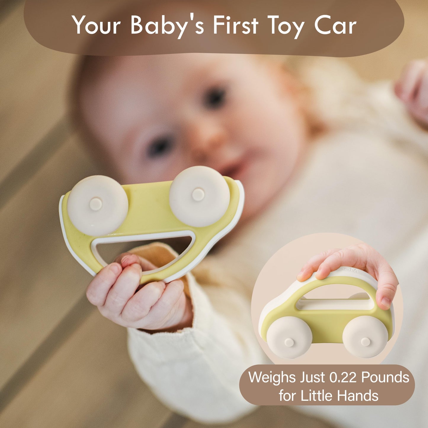 Moonkie Food Grade Silicone Toy Cars for Babies & Toddlers, Push and Go Baby Cars, Baby Teething Toys for 6-12 Months, Easy-to-Hold Hollow Body, Birthday Gift for Boys & Girls, 5 Pack