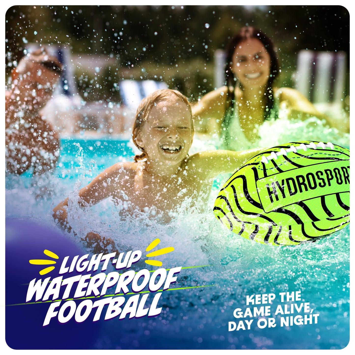 Light Up Water Football for Pool, Beach, Lake - Waterproof Pool Toys for Kids Ages 8-12 - Teen Boys Gift - Swimming Balls Sports - Family Games - Teens Boys & Adults Fun - Outdoor Accessories