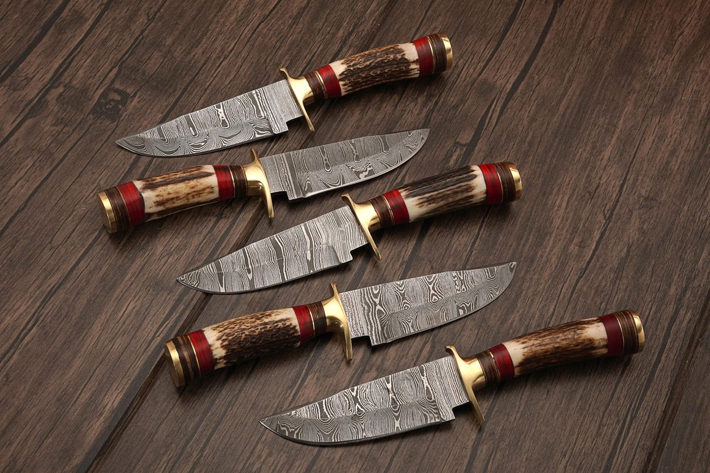 Markhor Outdoors Set of 10 Handmade Personalized Damascus Knife set for Groomsmen gifts | Groomsman Gifts for Wedding, Groomsmen Proposal Gifts