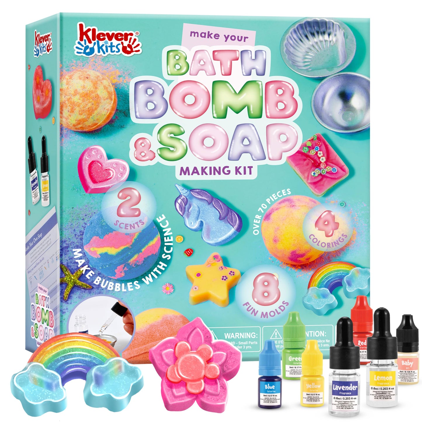 Klever Kits Bath Bomb, Soap Making Kit for Kids, 2-in-1 Spa Science Kits, DIY Make Your Own Bath Bombs & Soap, Spa Kit for Kids, Gifts Toys for Toddler Kid, Birthday Present