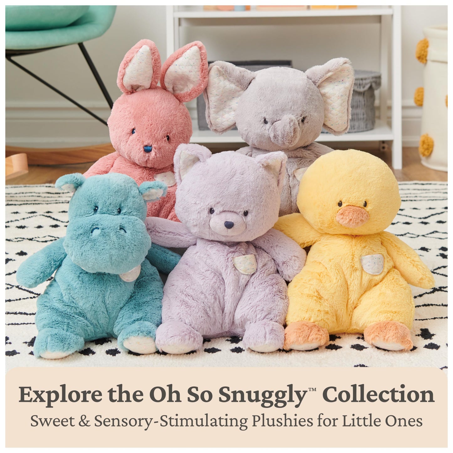 GUND Baby Oh So Snuggly Littles Hippo, Small Stuffed Animals, Hippo Stuffed Animal, Plush Toys for Infants and Toddlers, Teal, 7”