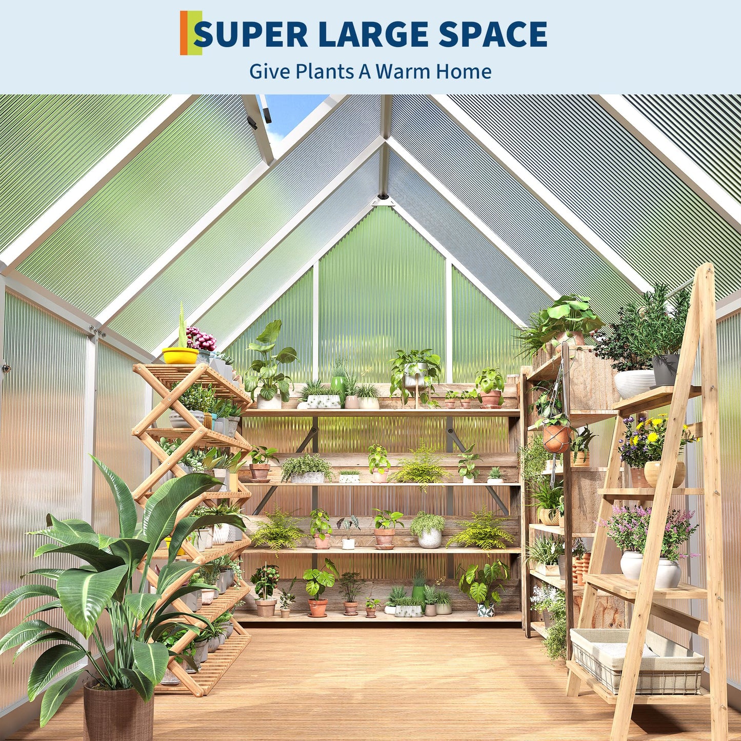 IDEALHOUSE 6x7 FT Greenhouse for Outdoors, Lockable Door and Ajustable Roof Vent, Polycarbonate Greenhouse with Windproof Aluminum Frame, Aluminum Walk-in Greenhouses, for Backyard, Lawn