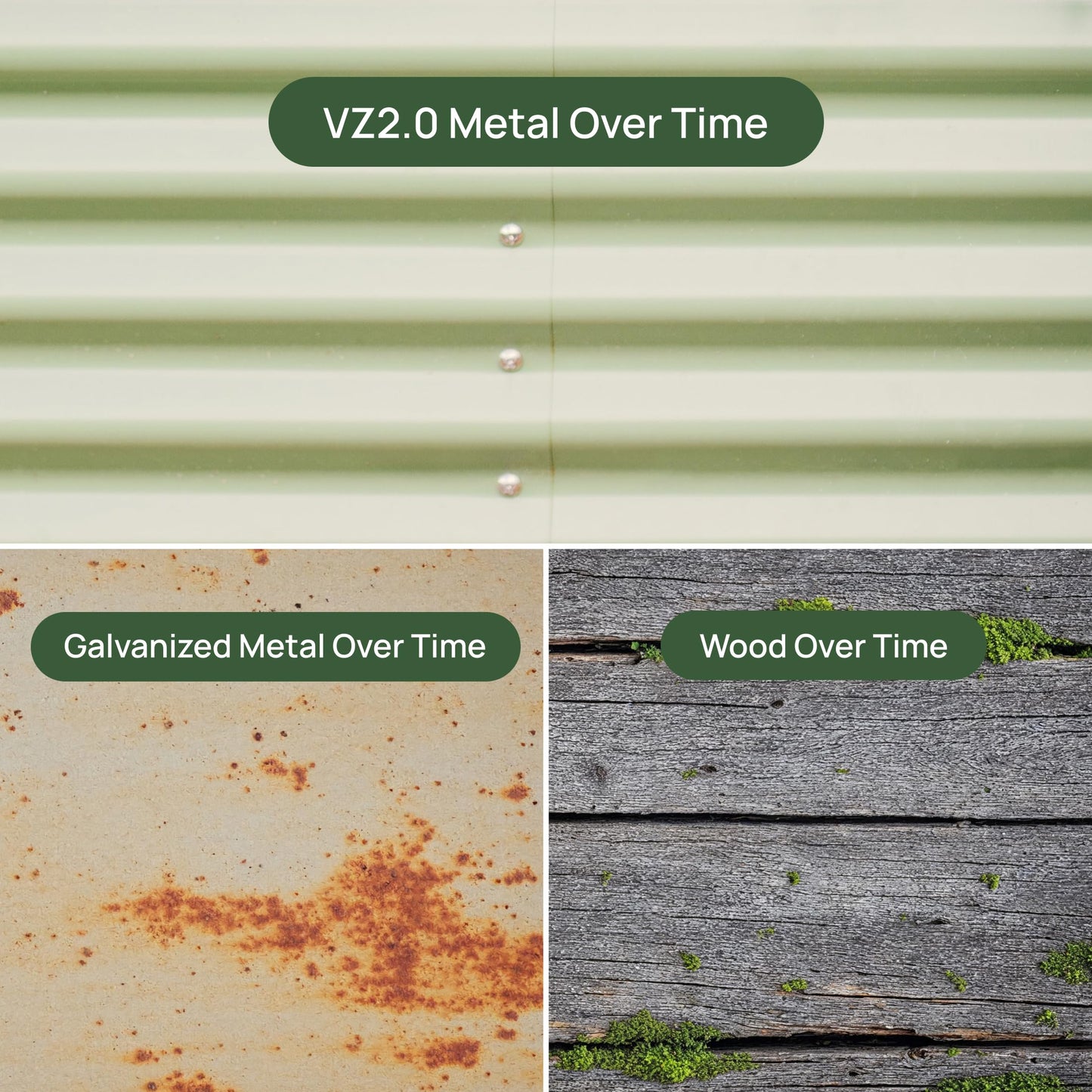 Vego garden Aluzinc Raised Garden Bed Kits, 17" Tall 6 in 1 Modular Metal Raised Planter Bed for Vegetables Flowers Patio Ground Planter Box-British Green