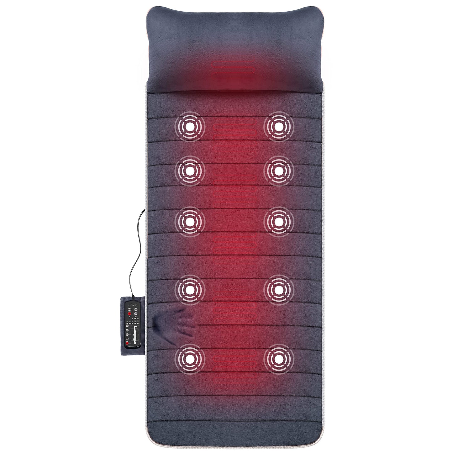 Snailax Memory Foam Massage Mat with Heat, 10 Vibrating Motors Full Body Massager Pad for Back Pain Relief, 6 Heating Pads for Neck, Lumbar, and Leg - Gifts for Men/Women