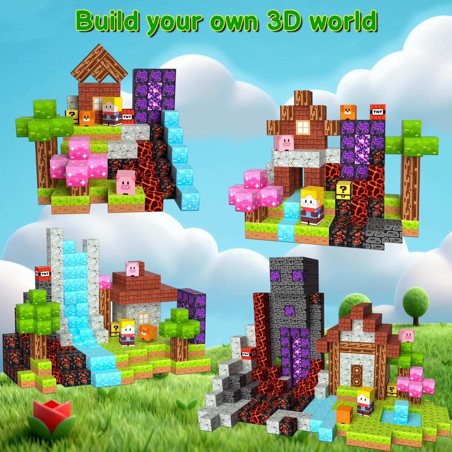iLacven Magnetic Blocks Travel Magnetic Building Blocks Cubes - 150 PCS Tin Box Magnet Toys Set STEM Educational for Kids Ages 4-8 6-8 8-12 Year Old Boys Girls Gifts Birthday Christmas