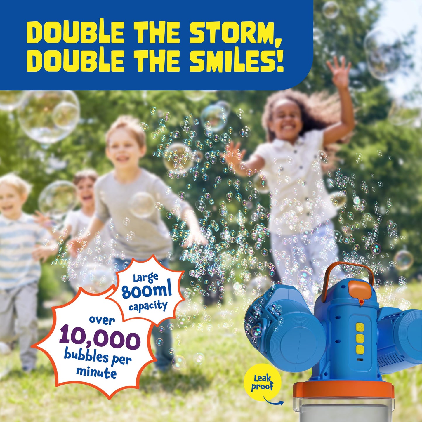 Rechargeable Bubble Machine for Kids, 180° Rotation 12,000+ Big Bubbles Per Minute, Boy Birthday Gift, Outdoor Toys Games & Activities, Easter Gifts for Toddlers, Boys & Girls Age 3,4,5,6,8+ Year Old