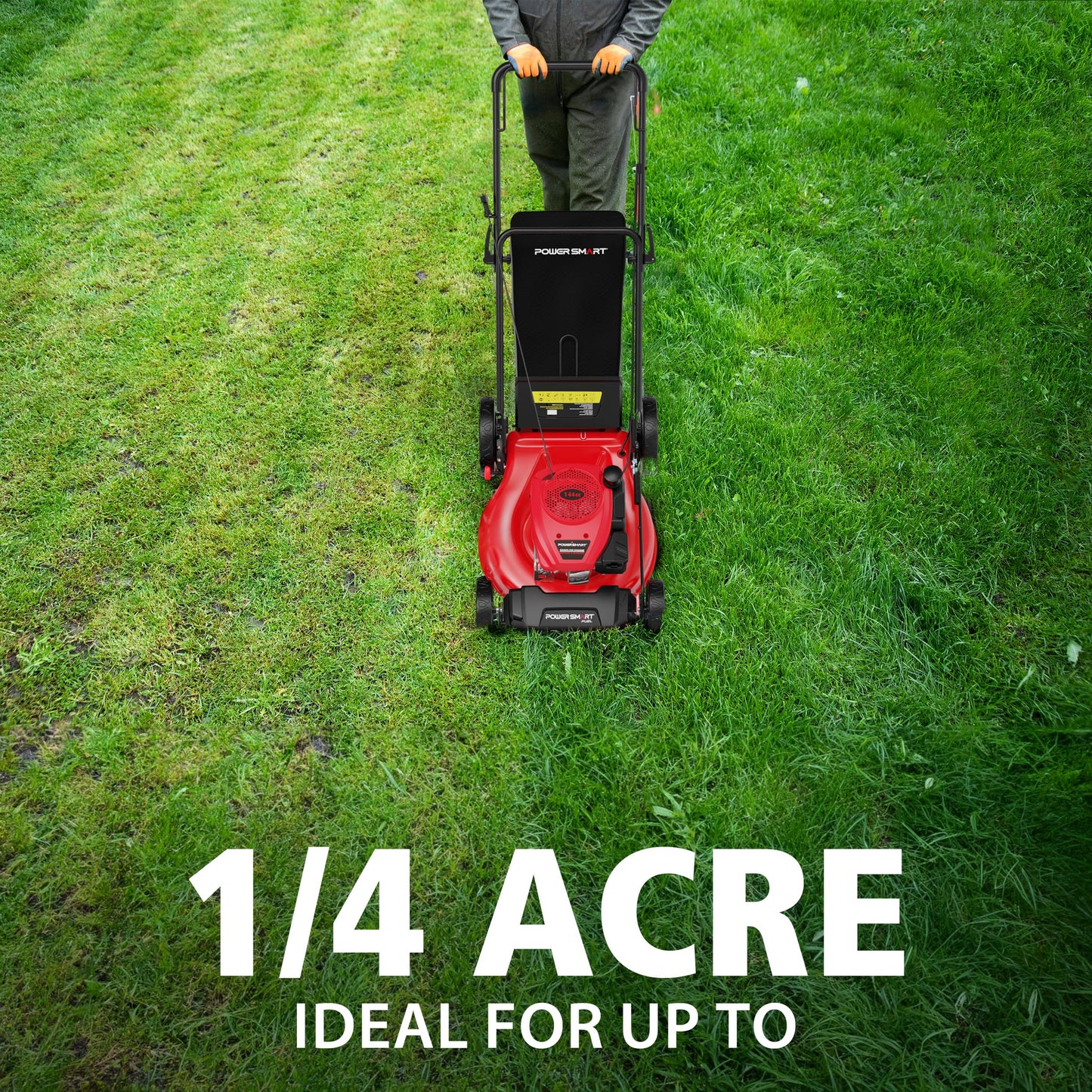 PowerSmart 21" 3-in-1 Push Lawn Mower, 144cc Engine,Mulching, Bagging, Discharging, High Wheels, Lightweight and Easy Assembly,6 Cutting Height, Lightweight,for Garden Yard
